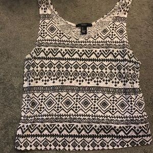 White/black Aztec crop top